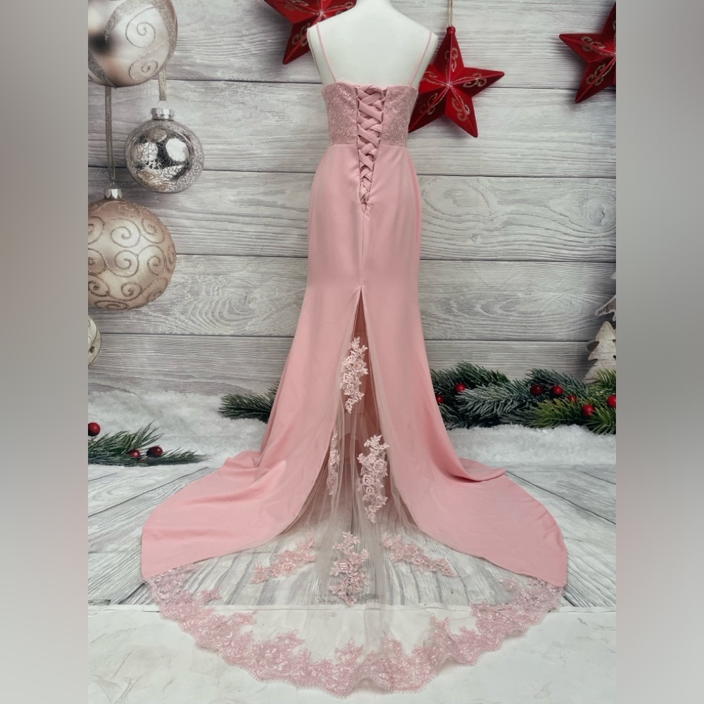 Long Bridesmaid Formal Mermaid Peach Graduation Spaghetti Strap Gown Dress,US2;6 - Picture 10 of 13